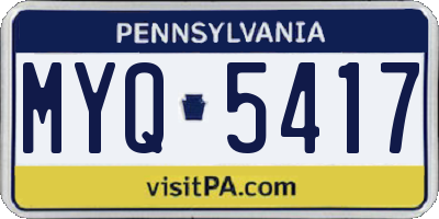 PA license plate MYQ5417