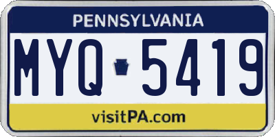 PA license plate MYQ5419