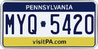 PA license plate MYQ5420