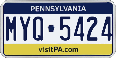 PA license plate MYQ5424