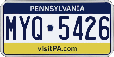 PA license plate MYQ5426