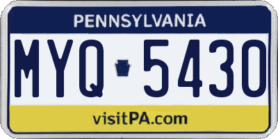 PA license plate MYQ5430