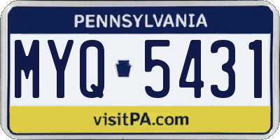 PA license plate MYQ5431