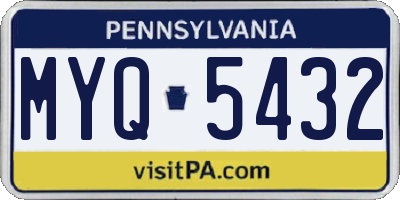 PA license plate MYQ5432