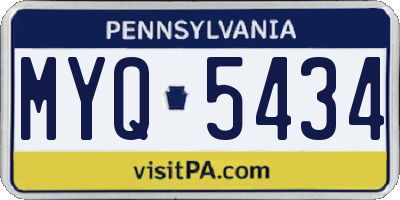 PA license plate MYQ5434