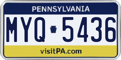 PA license plate MYQ5436