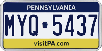PA license plate MYQ5437