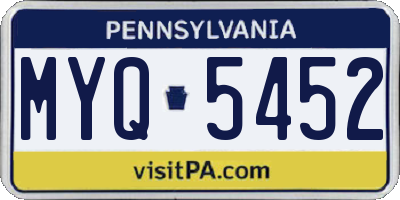 PA license plate MYQ5452