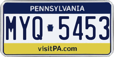 PA license plate MYQ5453