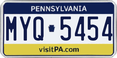 PA license plate MYQ5454