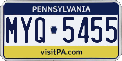 PA license plate MYQ5455