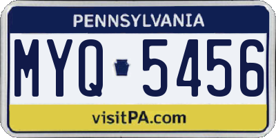 PA license plate MYQ5456