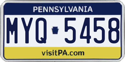 PA license plate MYQ5458