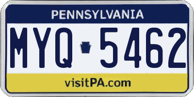 PA license plate MYQ5462
