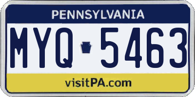 PA license plate MYQ5463