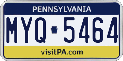 PA license plate MYQ5464