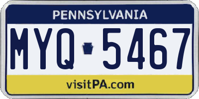 PA license plate MYQ5467