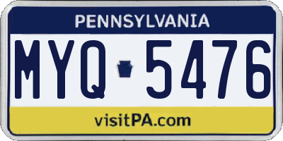 PA license plate MYQ5476
