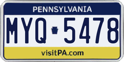 PA license plate MYQ5478
