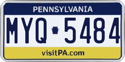 PA license plate MYQ5484