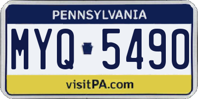 PA license plate MYQ5490