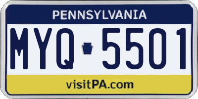 PA license plate MYQ5501