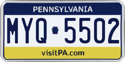 PA license plate MYQ5502