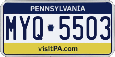 PA license plate MYQ5503