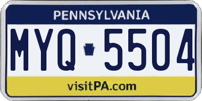 PA license plate MYQ5504