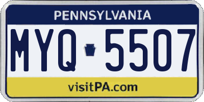 PA license plate MYQ5507