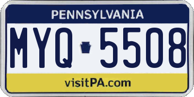 PA license plate MYQ5508