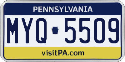 PA license plate MYQ5509