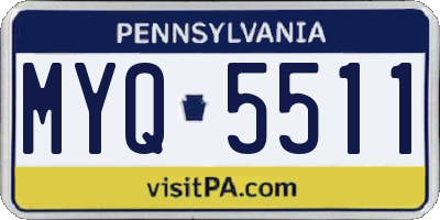 PA license plate MYQ5511