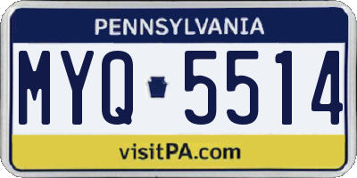 PA license plate MYQ5514