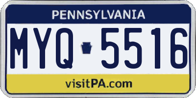 PA license plate MYQ5516