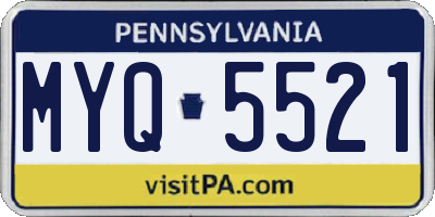 PA license plate MYQ5521