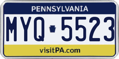 PA license plate MYQ5523