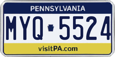 PA license plate MYQ5524