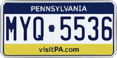 PA license plate MYQ5536