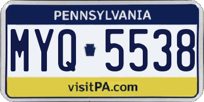 PA license plate MYQ5538