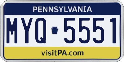 PA license plate MYQ5551