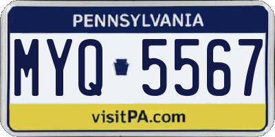 PA license plate MYQ5567