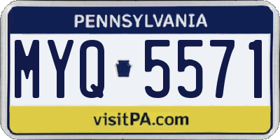 PA license plate MYQ5571