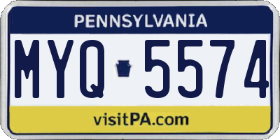 PA license plate MYQ5574