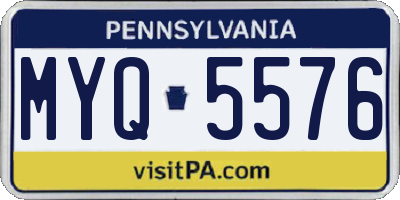 PA license plate MYQ5576