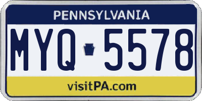 PA license plate MYQ5578