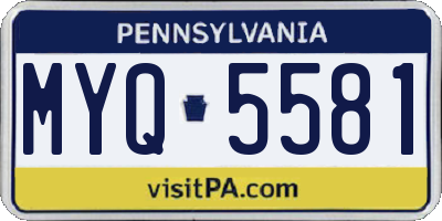 PA license plate MYQ5581