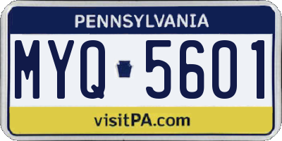 PA license plate MYQ5601