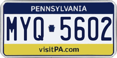 PA license plate MYQ5602