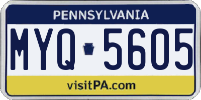 PA license plate MYQ5605